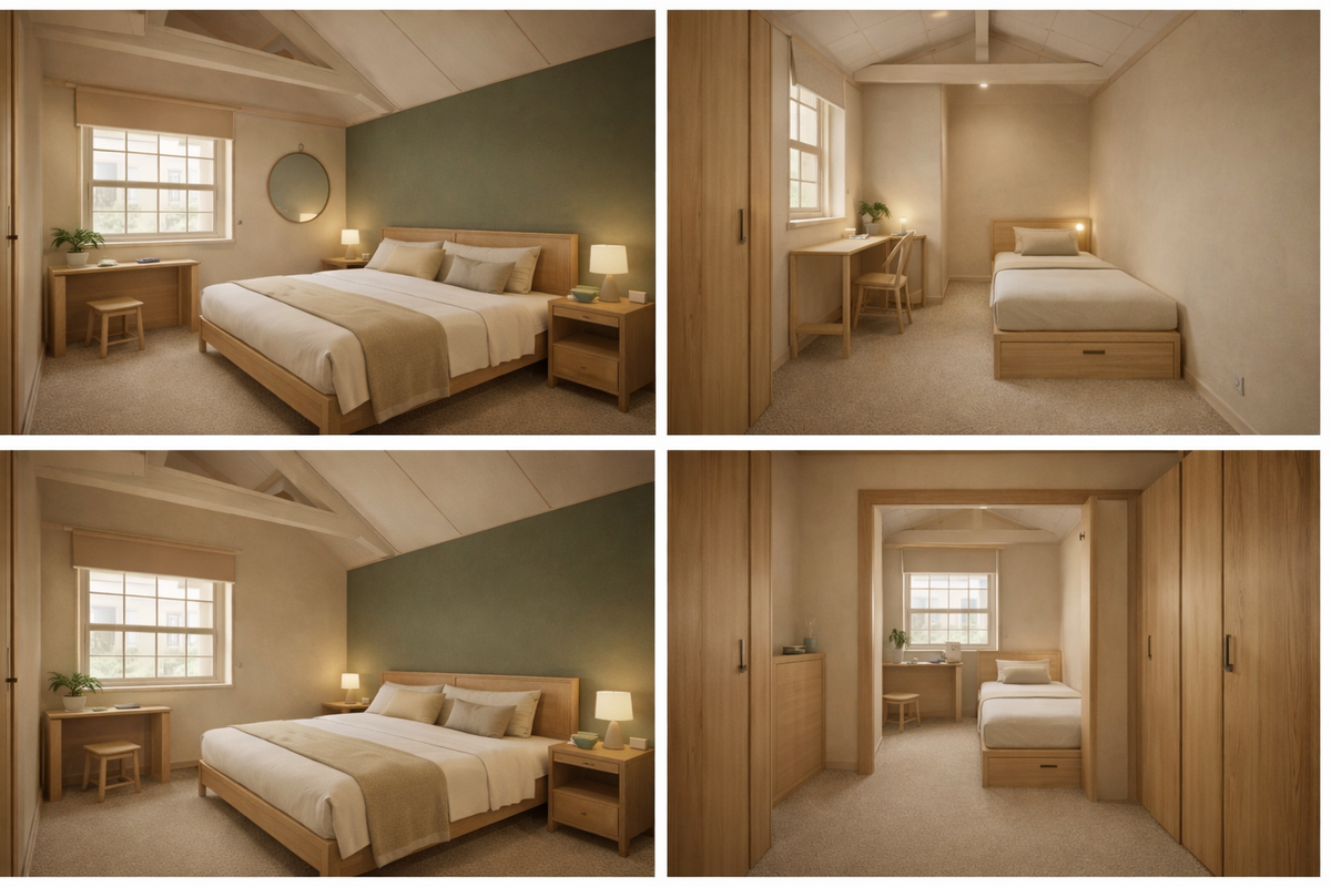 Private room concepts with oak finishes